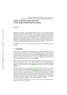 Attacks on Fitness Trackers Revisited: A Case-Study of Unfit Firmware
  Security