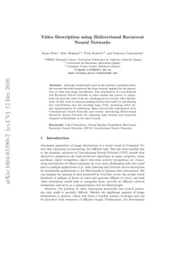 Video Description using Bidirectional Recurrent Neural Networks