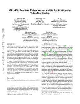 GPU-FV: Realtime Fisher Vector and Its Applications in Video Monitoring