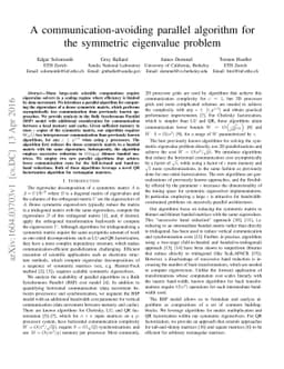 A communication-avoiding parallel algorithm for the symmetric eigenvalue
  problem