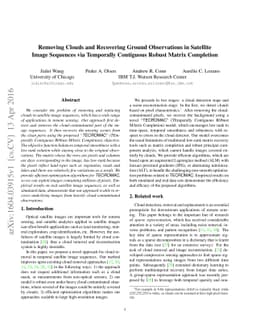 Removing Clouds and Recovering Ground Observations in Satellite Image
  Sequences via Temporally Contiguous Robust Matrix Completion