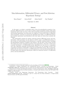 Max-Information, Differential Privacy, and Post-Selection Hypothesis
  Testing