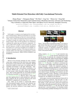 Multi-Oriented Text Detection with Fully Convolutional Networks