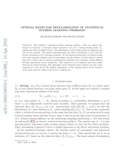 Optimal Rates For Regularization Of Statistical Inverse Learning
  Problems
