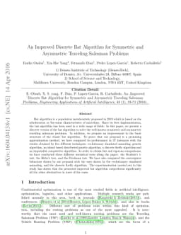 An Improved Discrete Bat Algorithm for Symmetric and Asymmetric
  Traveling Salesman Problems
