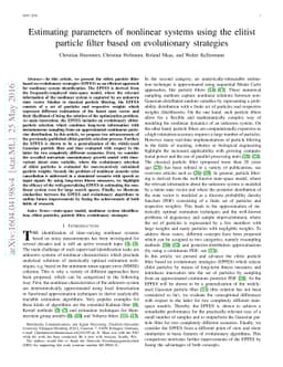 Estimating parameters of nonlinear systems using the elitist particle
  filter based on evolutionary strategies