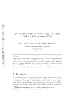 Low-Rank Matrix Recovery using Gabidulin Codes in Characteristic Zero
