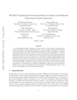 DS-MLR: Exploiting Double Separability for Scaling up Distributed
  Multinomial Logistic Regression