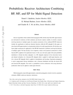 Probabilistic Receiver Architecture Combining BP, MF, and EP for
  Multi-Signal Detection