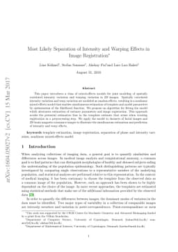 Most Likely Separation of Intensity and Warping Effects in Image
  Registration