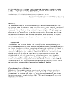 Right whale recognition using convolutional neural networks