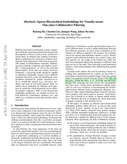 Sherlock: Sparse Hierarchical Embeddings for Visually-aware One-class
  Collaborative Filtering