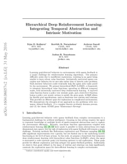 Hierarchical Deep Reinforcement Learning: Integrating Temporal
  Abstraction and Intrinsic Motivation