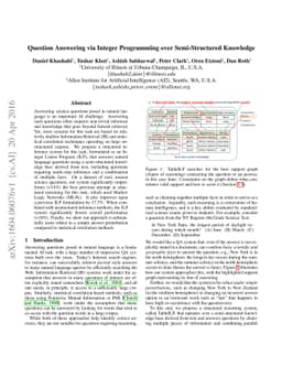 Question Answering via Integer Programming over Semi-Structured
  Knowledge