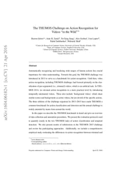 The THUMOS Challenge on Action Recognition for Videos "in the Wild"