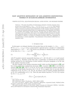 Fast adaptive estimation of log-additive exponential models in
  Kullback-Leibler divergence