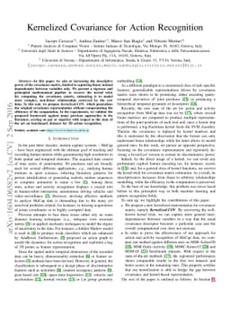 Kernelized Covariance for Action Recognition