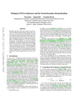 Bridging LSTM Architecture and the Neural Dynamics during Reading