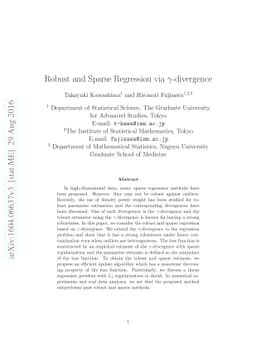 Robust and Sparse Regression via $γ$-divergence