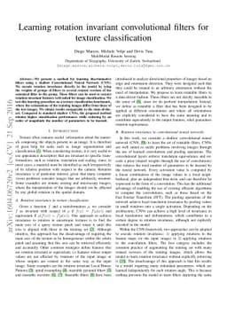 Learning rotation invariant convolutional filters for texture
  classification