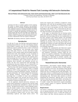 A Computational Model for Situated Task Learning with Interactive
  Instruction