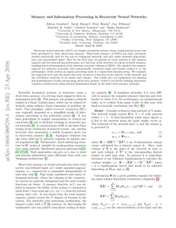 Memory and Information Processing in Recurrent Neural Networks