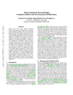 Deep Learning for Reward Design to Improve Monte Carlo Tree Search in
  ATARI Games