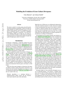 Modeling the Evolution of Gene-Culture Divergence