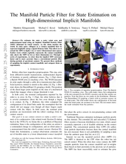 The Manifold Particle Filter for State Estimation on High-dimensional
  Implicit Manifolds