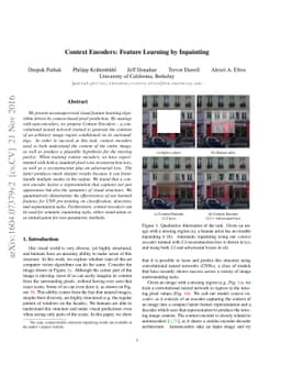 Context Encoders: Feature Learning by Inpainting