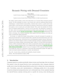 Dynamic Pricing with Demand Covariates