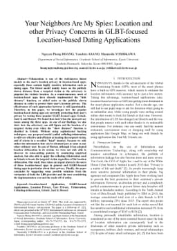 Your Neighbors Are My Spies: Location and other Privacy Concerns in
  GLBT-focused Location-based Dating Applications
