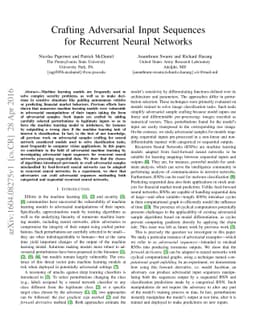 Crafting Adversarial Input Sequences for Recurrent Neural Networks