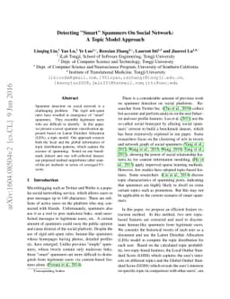 Detecting "Smart" Spammers On Social Network: A Topic Model Approach