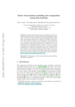 Music transcription modelling and composition using deep learning