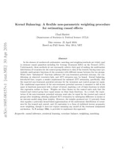 Kernel Balancing: A flexible non-parametric weighting procedure for
  estimating causal effects