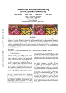 Compression Artifacts Removal Using Convolutional Neural Networks