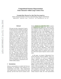 Compositional Sentence Representation from Character within Large
  Context Text