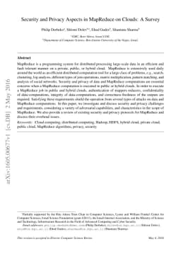 Security and Privacy Aspects in MapReduce on Clouds: A Survey