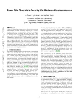 Power Side Channels in Security ICs: Hardware Countermeasures