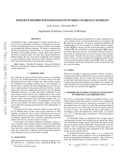 Efficient Distributed Estimation of Inverse Covariance Matrices