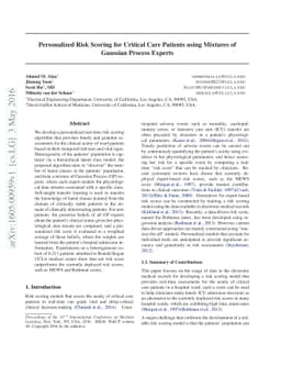Personalized Risk Scoring for Critical Care Patients using Mixtures of
  Gaussian Process Experts