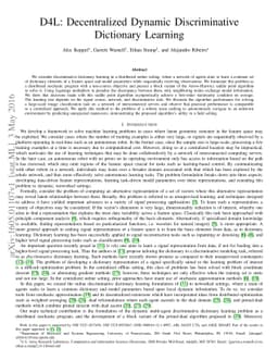 Decentralized Dynamic Discriminative Dictionary Learning