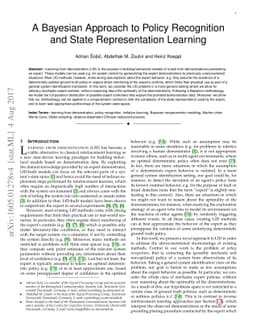A Bayesian Approach to Policy Recognition and State Representation
  Learning