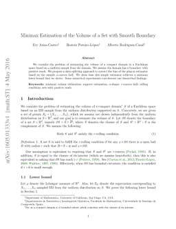 Minimax Estimation of the Volume of a Set with Smooth Boundary
