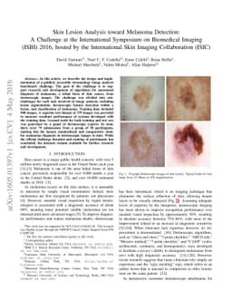 Skin Lesion Analysis toward Melanoma Detection: A Challenge at the
  International Symposium on Biomedical Imaging (ISBI) 2016, hosted by the
  International Skin Imaging Collaboration (ISIC)