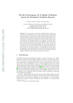 On the Convergence of A Family of Robust Losses for Stochastic Gradient
  Descent