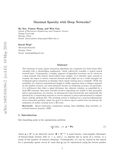 Maximal Sparsity with Deep Networks?