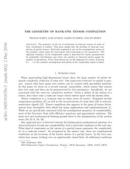 The geometry of rank-one tensor completion