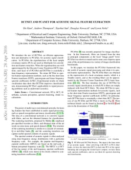 DCTNet and PCANet for acoustic signal feature extraction